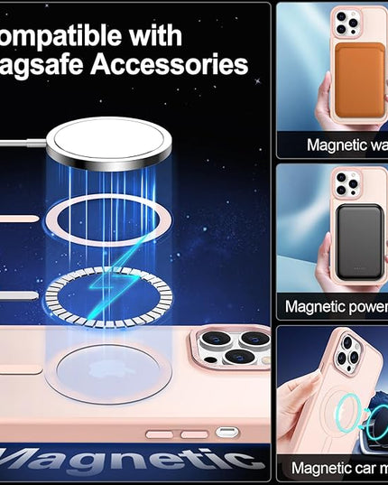 Hython Case for iPhone 12 Pro Case Magnetic Translucent Matte Phone Cases 6.1" [Compatible with MagSafe] Thin Slim Fit Shockproof Bumper Hard Protective Cover for Women Men Girls, Frosted Pink