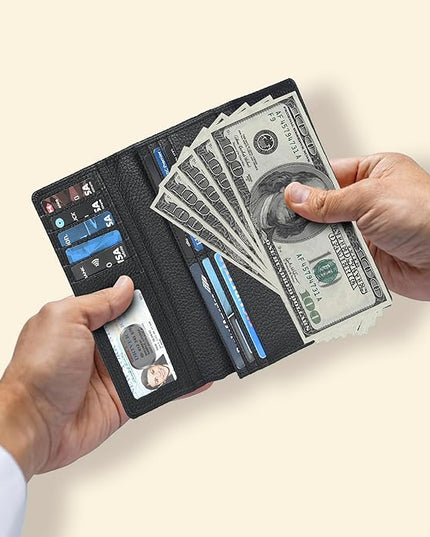 Real Leather Women Wallet Leather with RFID Blocking -Trifold Card Holder Designer Ladies Clutch with ID Window Wallets