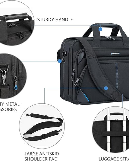 KROSER Laptop Bag 17.3 Inch Premium Laptop Briefcase, Expandable Laptop Shoulder Messenger Bag Durable Computer Case