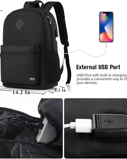 YAMTION School Backpack 3PCS Sets for Teens Lightweight Bookbag with Lunch Bag Pencil Case for Middle School High School College