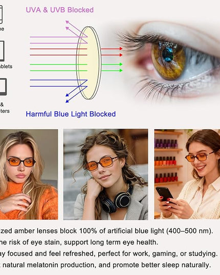 LIKSMU Blue Light Blocking Glasses for Woman Men Blue light Blocker Eyewear Trendy Rectangle Small Eyeglasses, 2pack