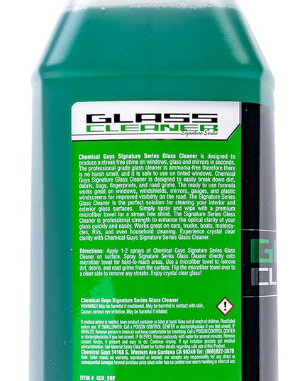 Chemical Guys CLD_202 Signature Series Glass Cleaner (Works on Glass, Windows, Mirrors, Navigation Screens & More; Car, Truck, SUV and Home Use), Ammonia Free & Safe on Tinted Windows, 128 fl oz