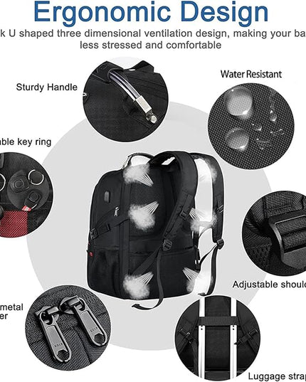 Z-MGKISS Extra Large Backpack for Men, Gaming Laptop Travel Bag Fits 18.4-19" Laptops, TSA Flight-Approved Backpack, Anti-Theft Gym College Business Work Mens Daypack, Black