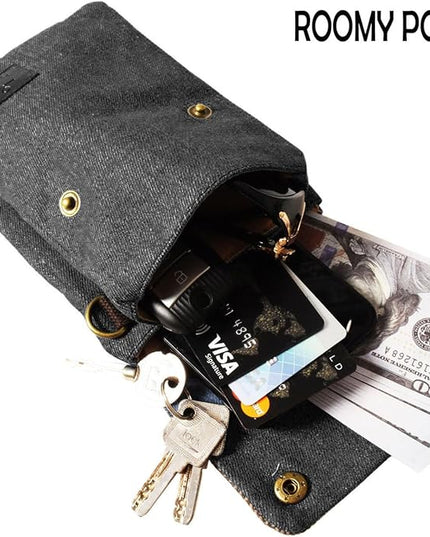 Women's Small Crossbody Bags Canvas Cellphone Purse Coin Pouch Wallet Mini Shoulder Handbags Wristlet Clutch