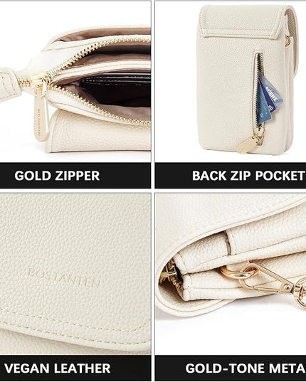 BOSTANTEN Vegan Leather Small Crossbody Bags for Women Designer Cell Phone Bag Wallet Purses Adjustable Strap