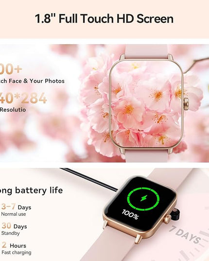 Smart Watch for Women Android & iPhone, Alexa Built-in, IP68 Waterproof Activity Fitness Tracker with Bluetooth Call (Answer/Make), 1.8" Smartwatch with Heart Rate/SpO2/Sleep Monitor, 100+ Sports Mode