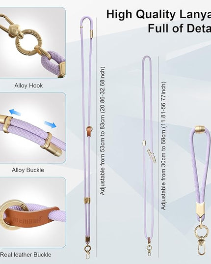 memumi 3-in-1 360° Rotating Adjustable Phone Lanyard Crossbody, Anti-Theft Neck & Wrist Strap for iPhone 17Pro max/All Phones