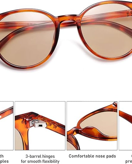 SOJOS Small Round Classic Polarized Sunglasses for Women Men Vintage Style UV400 Lens MAY SJ2113