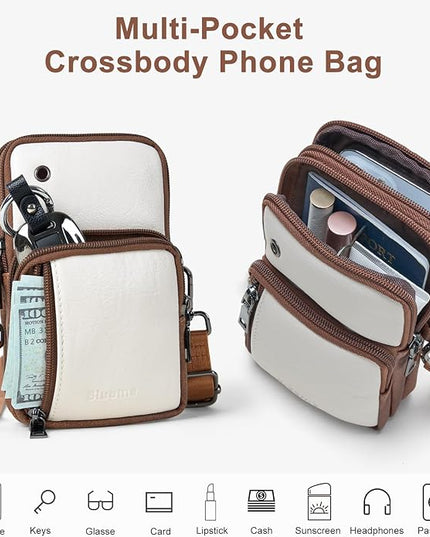 Bluome Small Crossbody Phone Purse for Women –PU Leather Crossbody Handbag Wallets Shoulder Travel Bag with Headphone Jack