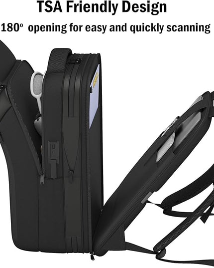 Expandable Travel Backpack, Business Laptop Backpack,TSA-Flight Approved Backpack with USB Charging Port fit 17.3 Inch Laptop for Men Women