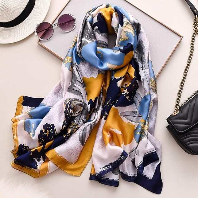 Fashion Scarves Scarf 100% Silk Feeling Scarf Silk Like Scarves Long Lightweight Sunscreen Shawls for Women