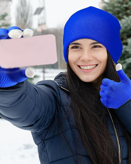 48 Pcs Bulk Winter Knit Beanies Gloves Men Women Warm Beanie Touchscreen Gloves Set Cozy Winter Accessories