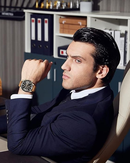 BY BENYAR Watch for Men Analog Quartz Chronograph Waterproof Luminous Designer Mens Wrist Watches Business Work Sport Casual Dress Watch with Silicone Strap Elegant Gifts for Men