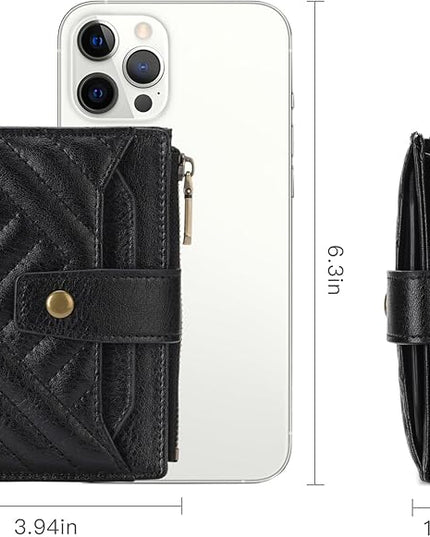 FALAN MULE Small Wallet for Women Leather Bifold Compact RFID Blocking with ID Window
