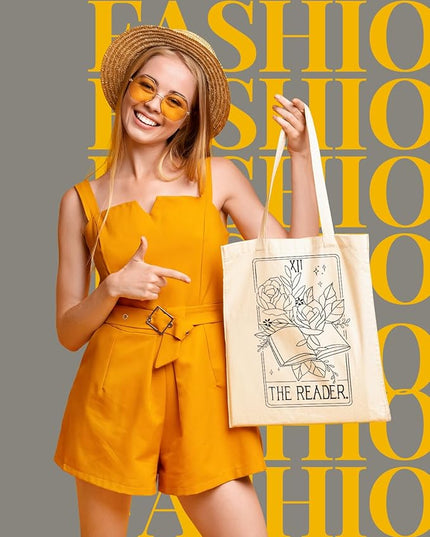 AUSVKAI Canvas Tote Bag for Women, Aesthetic Cute Grocery Grocery Reusable Cotton Gift Bag for Shooping Beach Trendy Gifts
