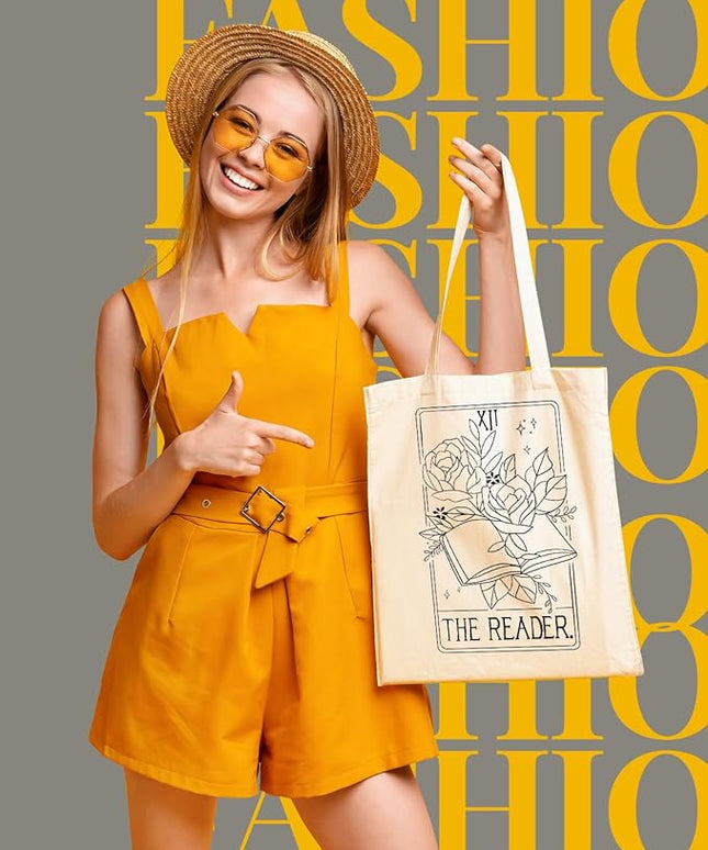 AUSVKAI Canvas Tote Bag for Women, Aesthetic Cute Grocery Grocery Reusable Cotton Gift Bag for Shooping Beach Trendy Gifts