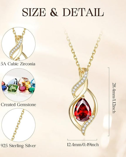 FANCIME Birthstone Necklace for Women Teardrop Necklace S925 Sterling Silver Infinity Love Birthday Gifts for Mom Women Girls, 16"+2" Inches