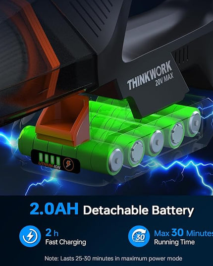 THINKWORK 20V Car Vacuum & Air Inflator, Dual Function High Power Handheld Cordless Vacuum with 18000pa Suction Power for Car Cleaning, Household Dust Removal, Inflation