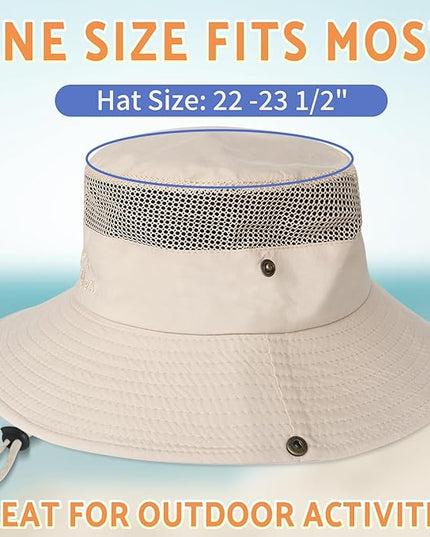 PFFY Sun Bucket Hats for Men Women 3” Wide Brim UPF 50+ Fishing & Beach Hat