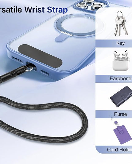 Dadanism Phone Wrist Strap, Universal Adjustable Hand Wrist Strap Lanyard for iPhone 16 and Most Smartphones, Multifunctional Patch Lanyard with Phone Tether Tab for Women and Men, Black