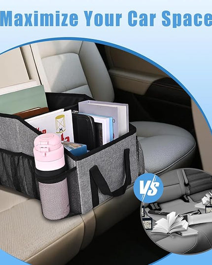 Smof Car Organizer- Car Seat Organizer for Front Seat Back Seat Between Seats, Foldable Car Storage Organizer for Kids Adults with Multi-Pockets-Car Organizers Backseat with Detachable Divider-Gray