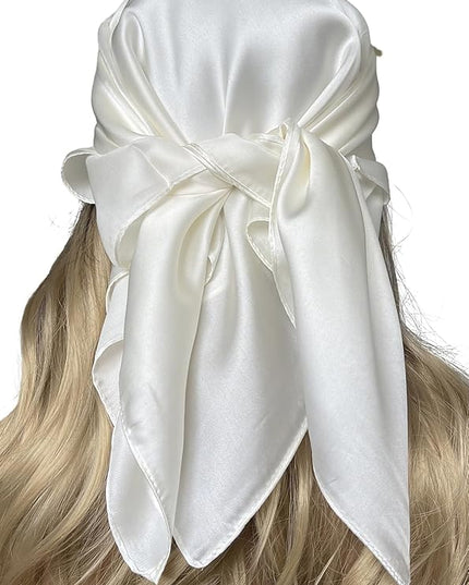 CHUNG Women's Square Satin Scarf 27.5" Bandanas Solid 50s Retro Neck Scarves Emulation Silk Handbag Hair Ribbons Necktie