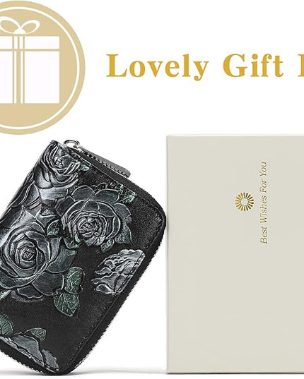 GOIACII Small Genuine Leather Wallet for Women, RFID Blocking Credit Card Holder Wallet