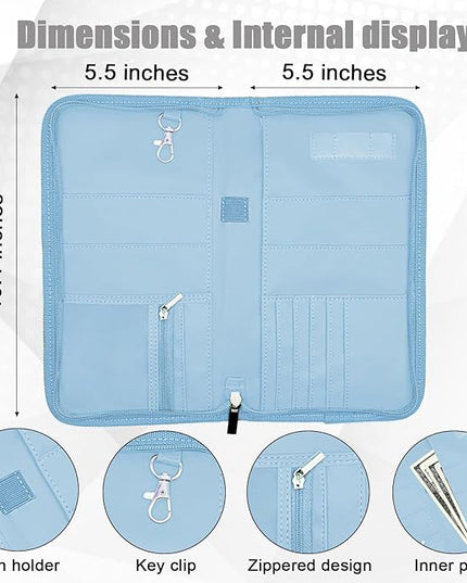 GOAUS Passport Holder with AirTag Slot, PU Leather Travel Document Organizer, Multiple RFID Blocking Wallet for Family of 4 to 6 Blue