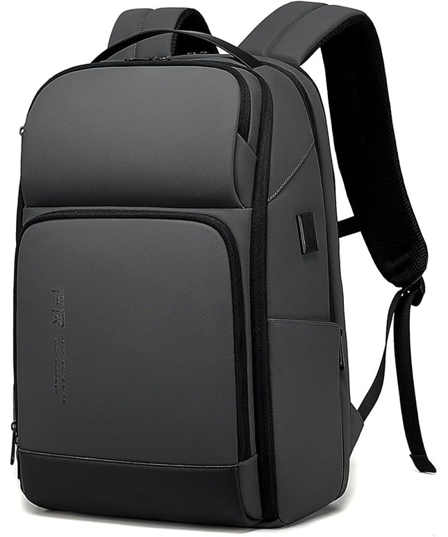 FENRUIEN 17 Inch Travel Backpack Gray, Expandable Water Resistant Computer Backpack with USB Port, Laptop Bag for Business/College/Work