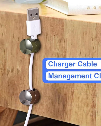 3 Sets Charger Holders for Cords, Gold/Silver/Antique Copper Adjustable Cable Anchor Holders, Adhesive Metal Cord Clips, Cable Management Wire Organizers for Desk, Office, Nightstand