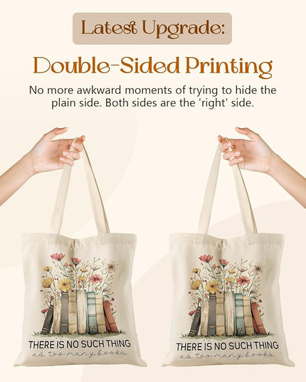 Canvas Tote Bag with Pockets - Aesthetic Reusable Totes for Women Ladies Cute Printed Cloths Canvas Shoulder Bag