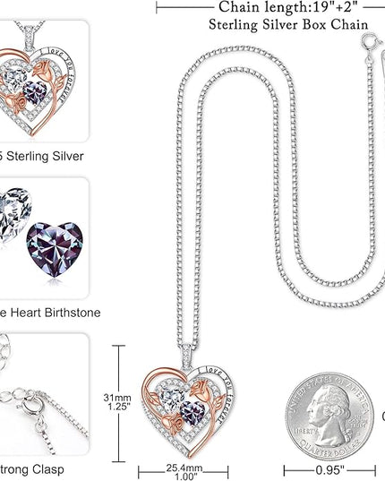 Iefil Christmas Gifts for Women - Sterling Silver Birthstone Necklace Anniversary Birthday Gifts for Her Wife Mom Daughter