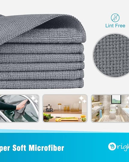 Orighty Microfiber Cleaning Cloth, 12 Pack Microfiber Towels for Cars, Highly Absorbent Car Cleaning Supplies, Lint Free Cloths Clean Rags for Car Care, House, Kitchen, 12x12 inch, Grey