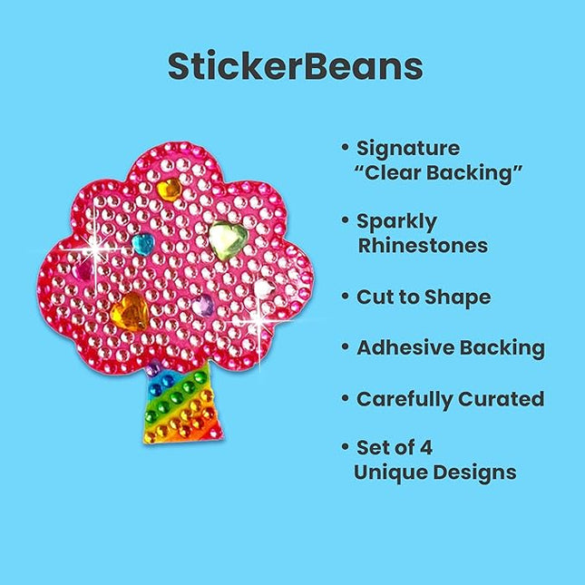StickerBeans® Rhinestone Stickers – Care Bears 4-Pack, 2” x 2” Each, Unique Sparkly Cut-to-Shape for Collecting, Trading, Decorating Laptops, Phone Cases, Scrapbooks, for Kids, Teens, & Adults