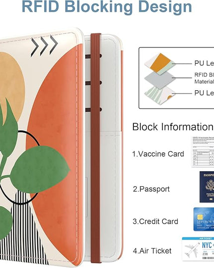 Passport Holder for Travel Essentials, Passport Wallet Cover Case for Travel Must Haves Accessories, Passport Book Holders for Women and Men, Tropical Plants