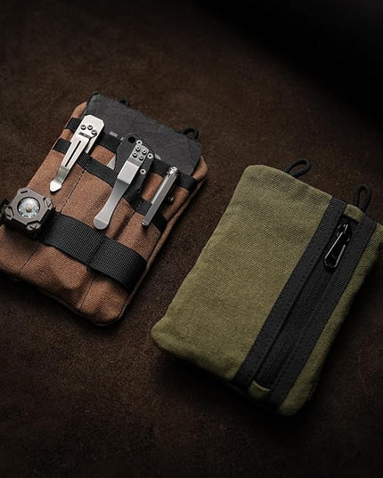 VIPERADE VE1-OW EDC Pouch, Waxed Canvas Pocket Organizer, EDC Pocket Organizer Pouch for Men, 3 Tool Slots with 1 Zipper Pocket Great for EDC Gears