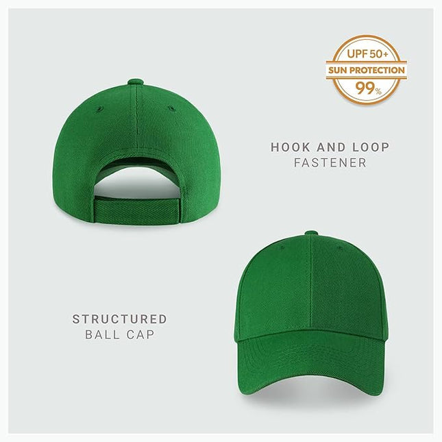 2-Pack Classic Structured Baseball Cap Adjustable Snapback Multipack Ball Caps for Custom Embroidery Running Workouts Outdoor