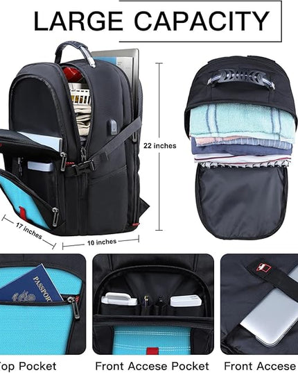 Large Travel Laptop Backpack, 18.4 Inch Laptop Backpacks for Men Women with USB Port, 55L Anti Theft Water Resistant College Bussiness TSA Airline Approved Work Computer Backpack, Lake Blue