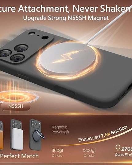 FireNova Magnetic for iPhone 17 Pro Case, Compatible with MagSafe, [Integrated Silicone Camera Control Button] [Camera Protection] Anti-Scratch Microfiber Lining Phone Case, 6.3", Space Gray