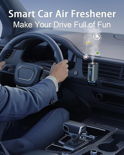 Car Air Freshener Diffuser,Smart Car Aroma Diffuser Air Freshener Spray Automatic with 20PCS Cologne Aromatherapy Oil (Grey-2)