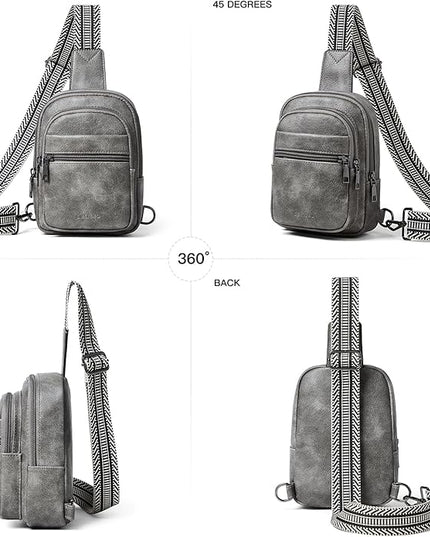 Sling Bag For Women Faux Leather Small Casual Daypack Backpack Fanny Pack Crossbody Chest Bags Purse