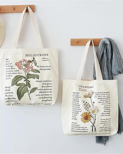BROADREAM Aesthetic Canvas Tote Bag for Women, Vintage Reusable Book Tote Bag with Inner Zipper Pocket