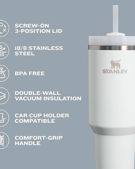 STANLEY Quencher H2.0 Tumbler with Handle and Straw 30 oz | Flowstate 3-Position Lid | Cup Holder Compatible for Travel | Insulated Stainless Steel Cup | BPA-Free | Cream 2.0