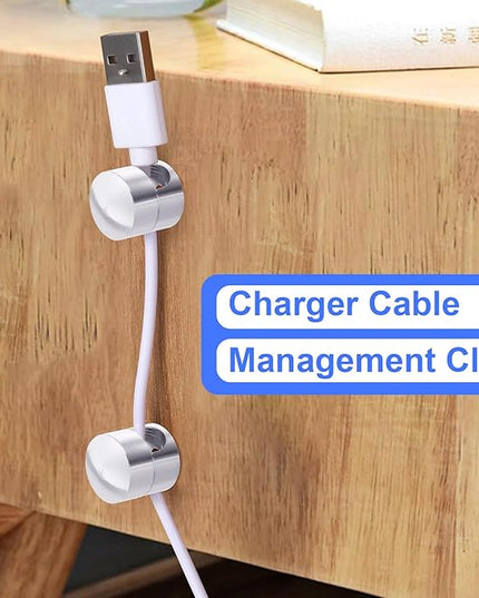 5 Sets Charger Holders for Cords, Silver Adjustable Cable Anchor Holders, Adhesive Metal Cord Clips, Cable Management Wire Organizers for Desk, Office, Nightstand