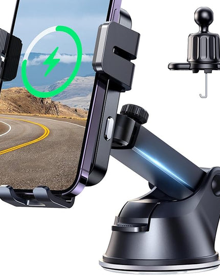 JOYROOM Wireless Car Charger,15W Qi Fast Charging Car Charger Phone Holder Mount, Auto-Clamping Alignment Windshield Dashboard Air Vent Cell Phone Holder for iPhone 16 Pro Max/15 Pro,Samsung S24/S23