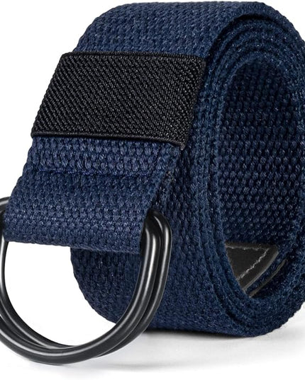 maikun Mens & Womens Canvas Belt with Black D-ring Buckle 1 1/2" Wide Solid Color Fabric Belt for Men