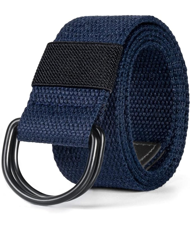maikun Mens & Womens Canvas Belt with Black D-ring Buckle 1 1/2" Wide Solid Color Fabric Belt for Men