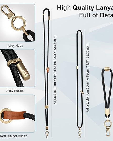 memumi 3-in-1 360° Rotating Adjustable Phone Lanyard Crossbody, Anti-Theft Neck & Wrist Strap for iPhone 17Pro max/All Phones