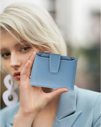 FALAN MULE Small Wallet for Women Leather Bifold Compact RFID Blocking Small Womens Wallet Purse