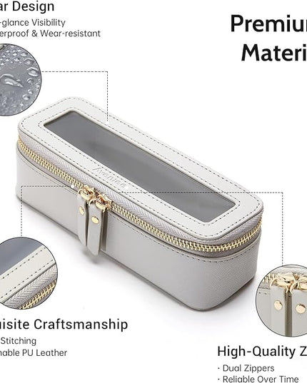 Aveniee Clear Makeup Brush Bag, Slim Brush Holder Cosmetic Case, Small Travel Toiletry Bag for Women, Thin Make up Bags with Zippers, Cute Travel Essentials Srorage Bag.Grey